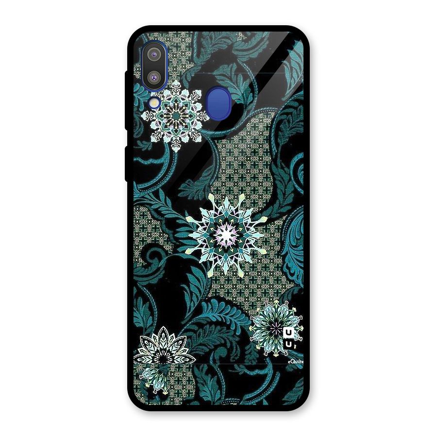 Bottle Green Floral Glass Back Case for Galaxy M20