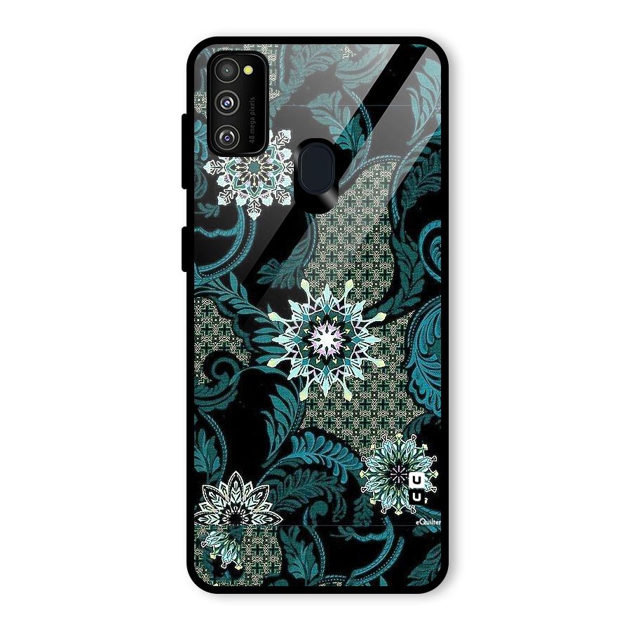 Bottle Green Floral Glass Back Case for Galaxy M30s