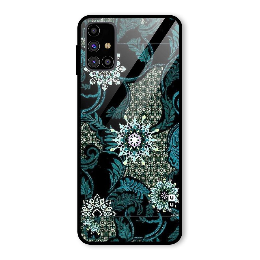 Bottle Green Floral Glass Back Case for Galaxy M31s