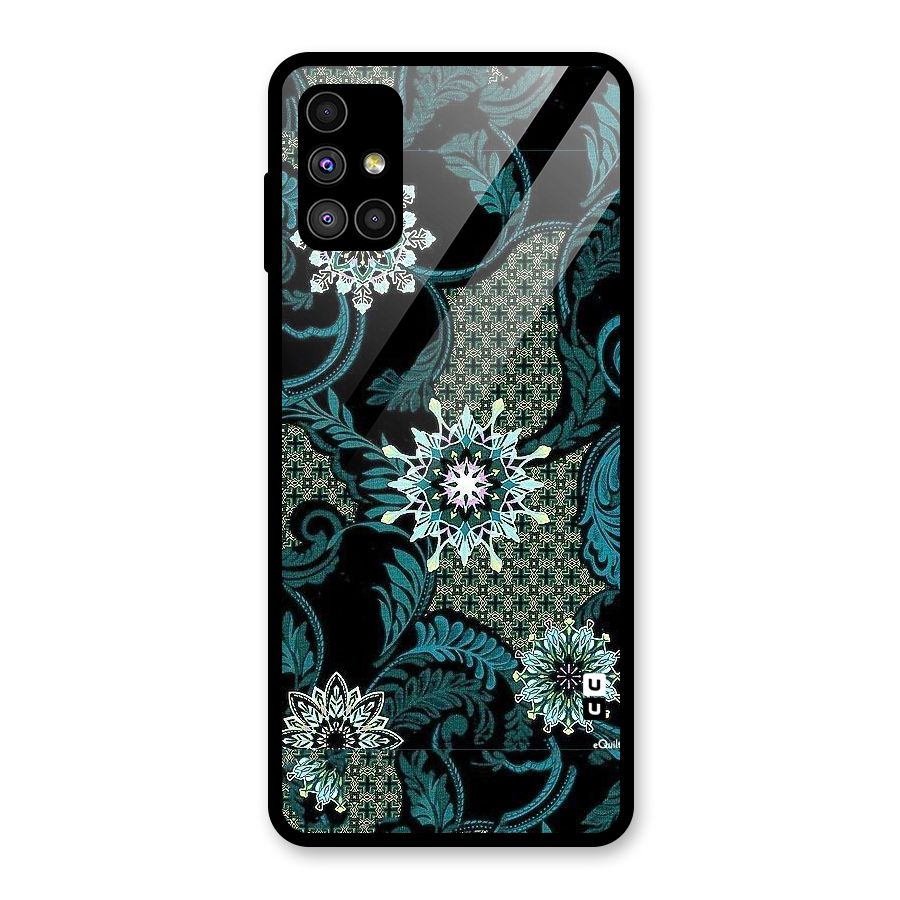 Bottle Green Floral Glass Back Case for Galaxy M51