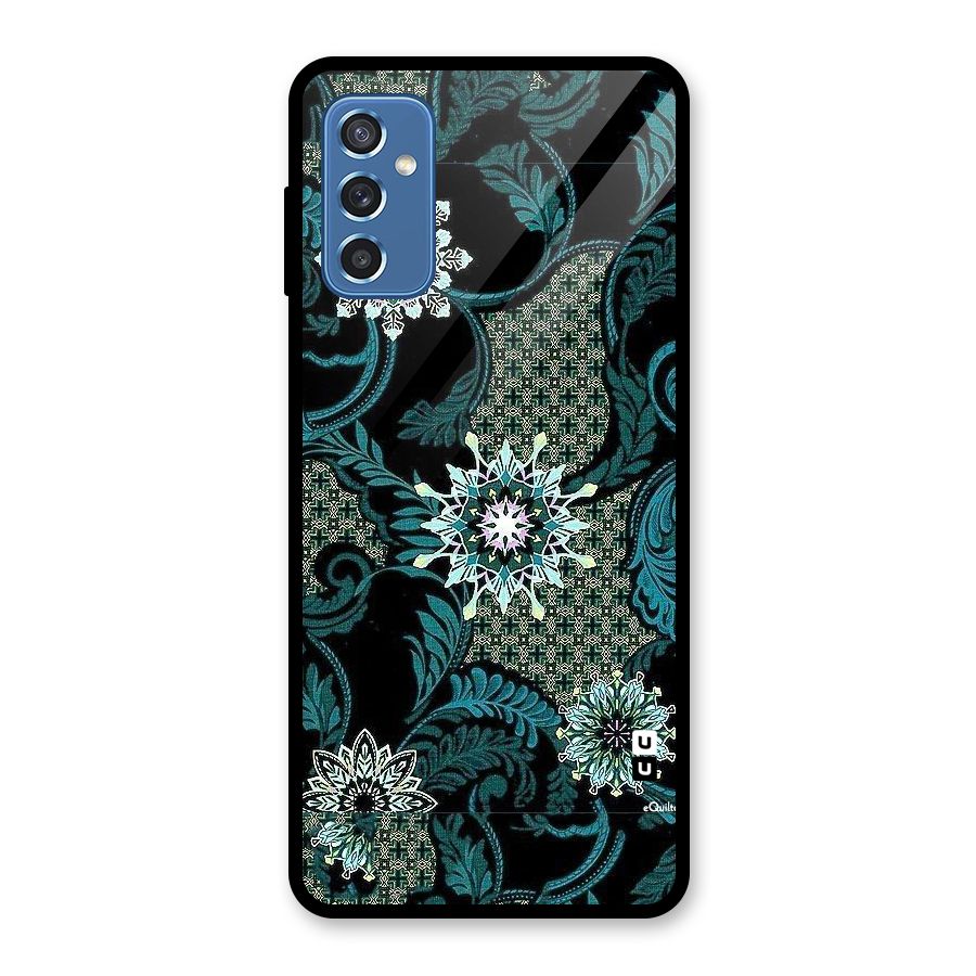 Bottle Green Floral Glass Back Case for Galaxy M52 5G
