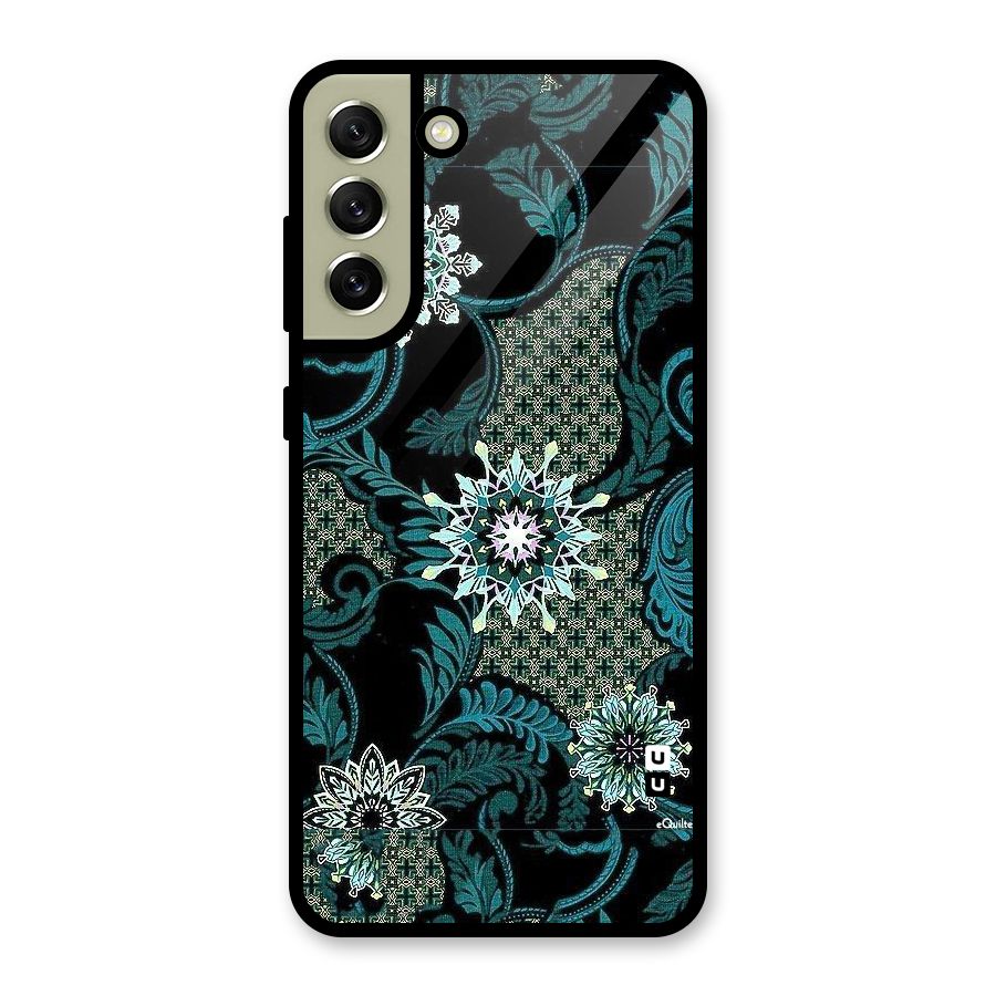 Bottle Green Floral Glass Back Case for Galaxy S21 FE 5G