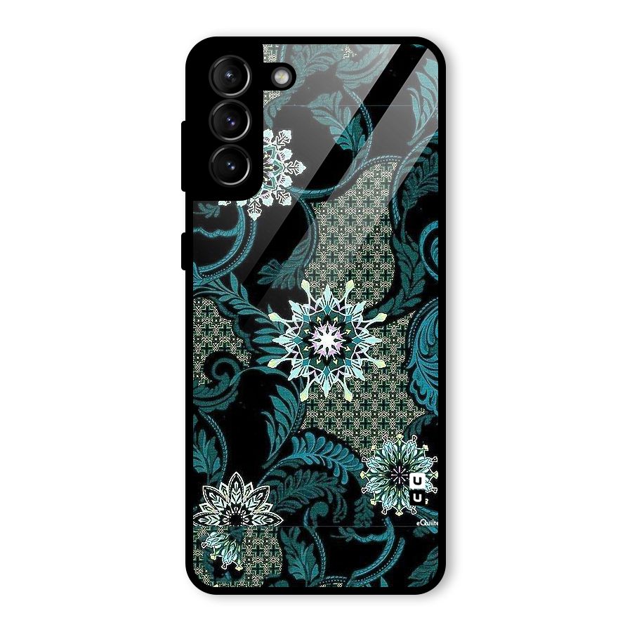 Bottle Green Floral Glass Back Case for Galaxy S21 Plus