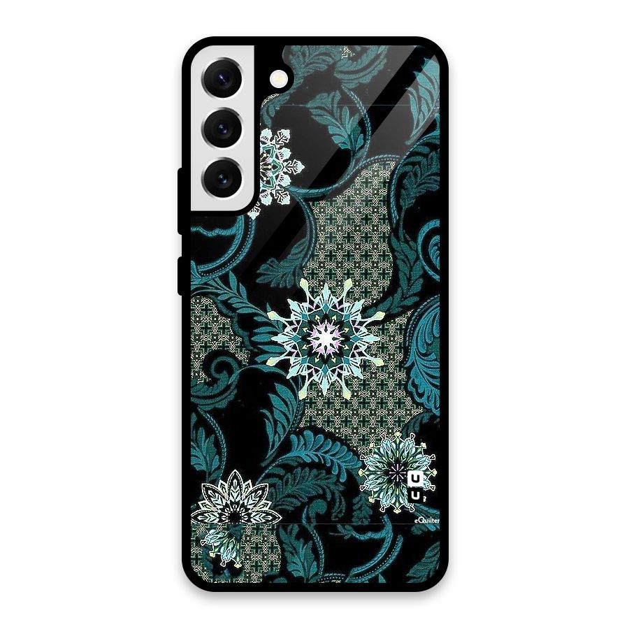 Bottle Green Floral Glass Back Case for Galaxy S22 Plus 5G