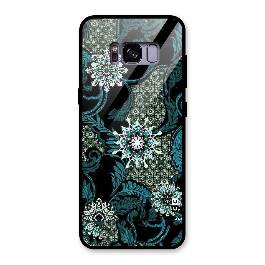 Bottle Green Floral Glass Back Case for Galaxy S8