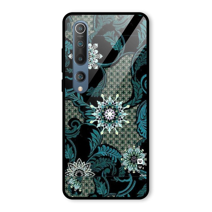 Bottle Green Floral Glass Back Case for Mi 10
