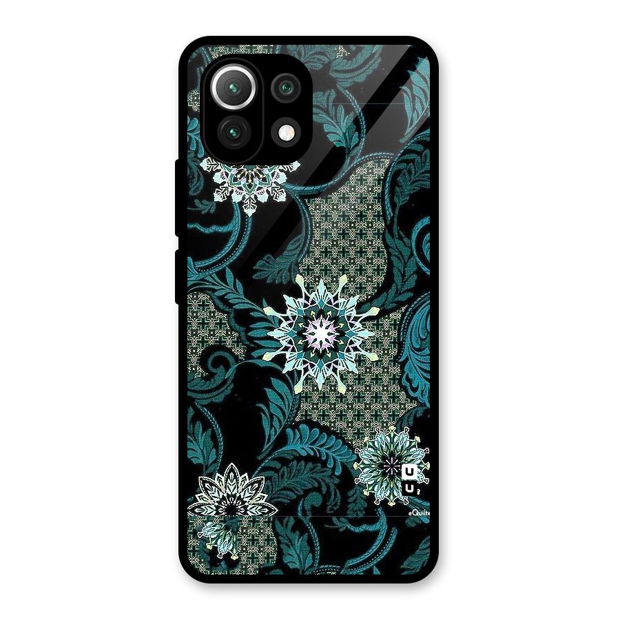Bottle Green Floral Glass Back Case for Mi 11 Lite