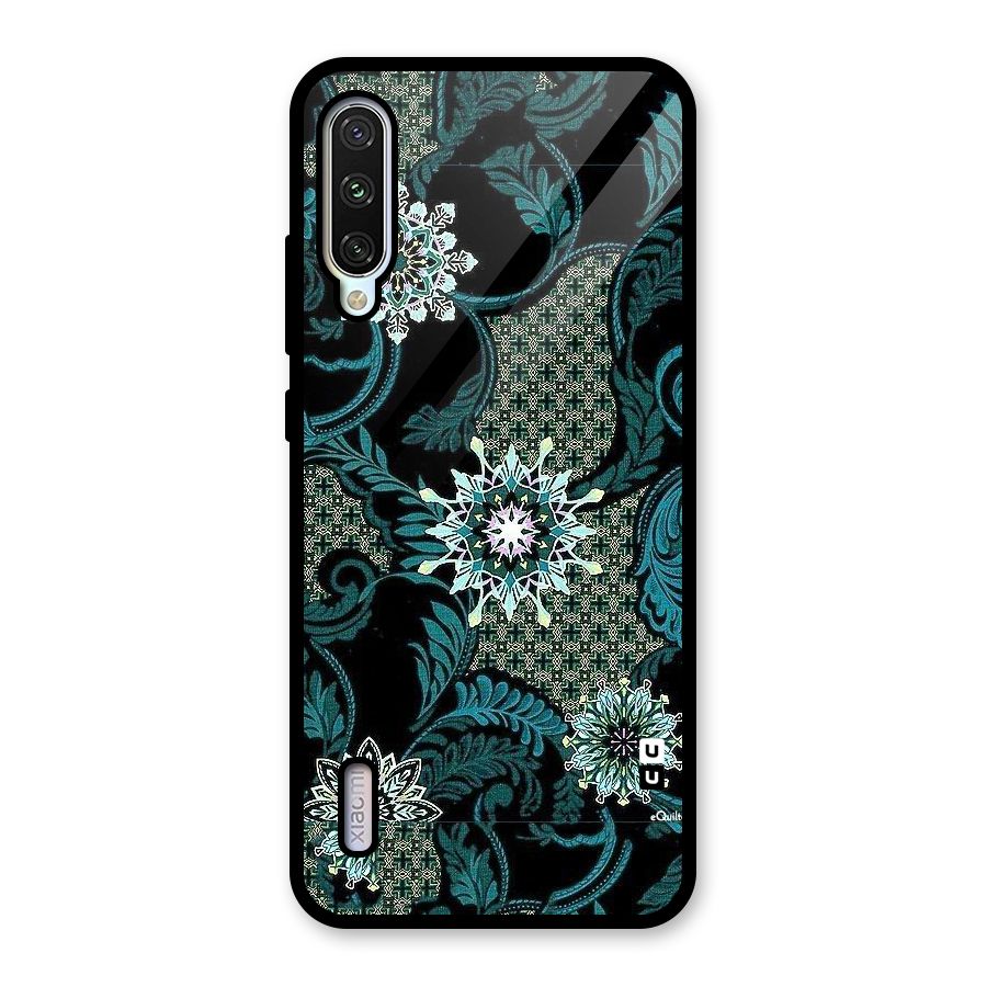 Bottle Green Floral Glass Back Case for Mi A3