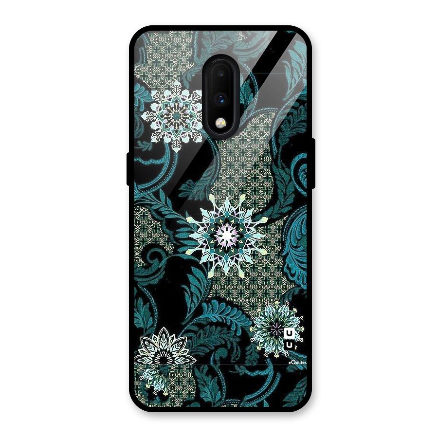 Bottle Green Floral Glass Back Case for OnePlus 7