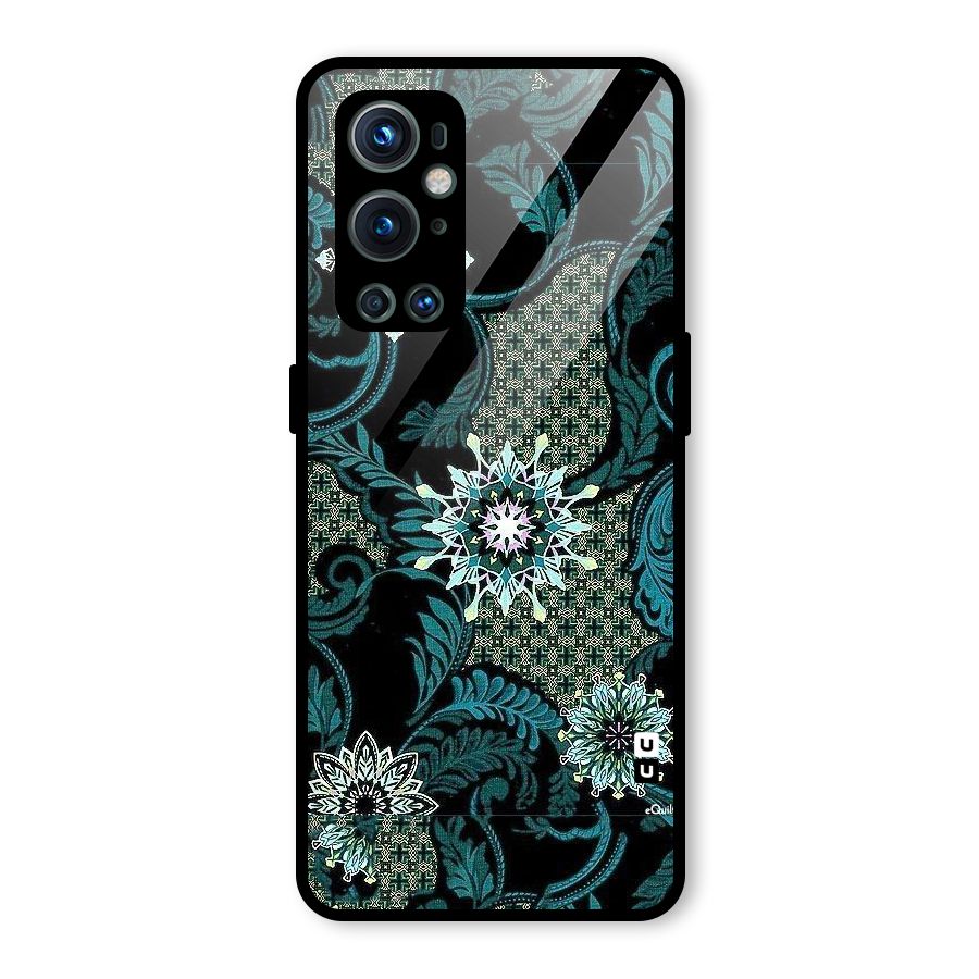 Bottle Green Floral Glass Back Case for OnePlus 9 Pro