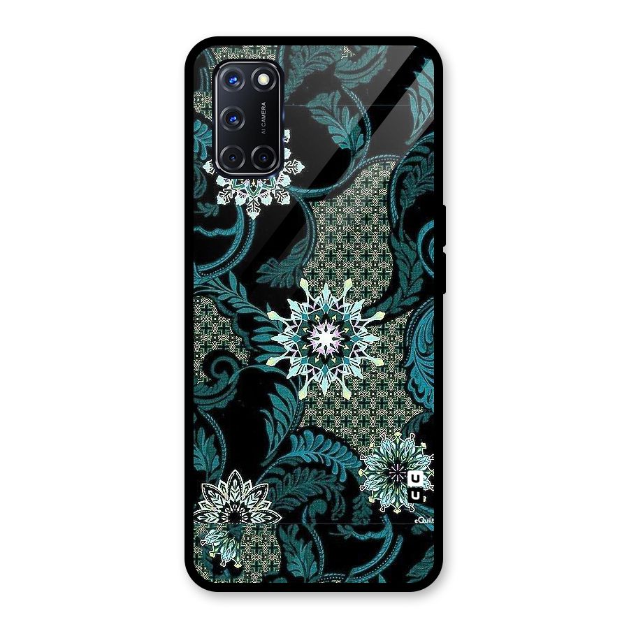Bottle Green Floral Glass Back Case for Oppo A52