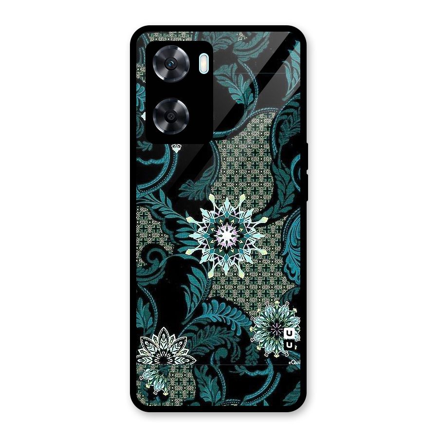 Bottle Green Floral Glass Back Case for Oppo A77