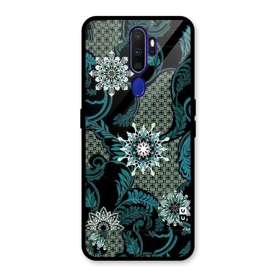Bottle Green Floral Glass Back Case for Oppo A9 (2020)