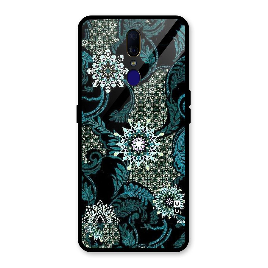 Bottle Green Floral Glass Back Case for Oppo F11