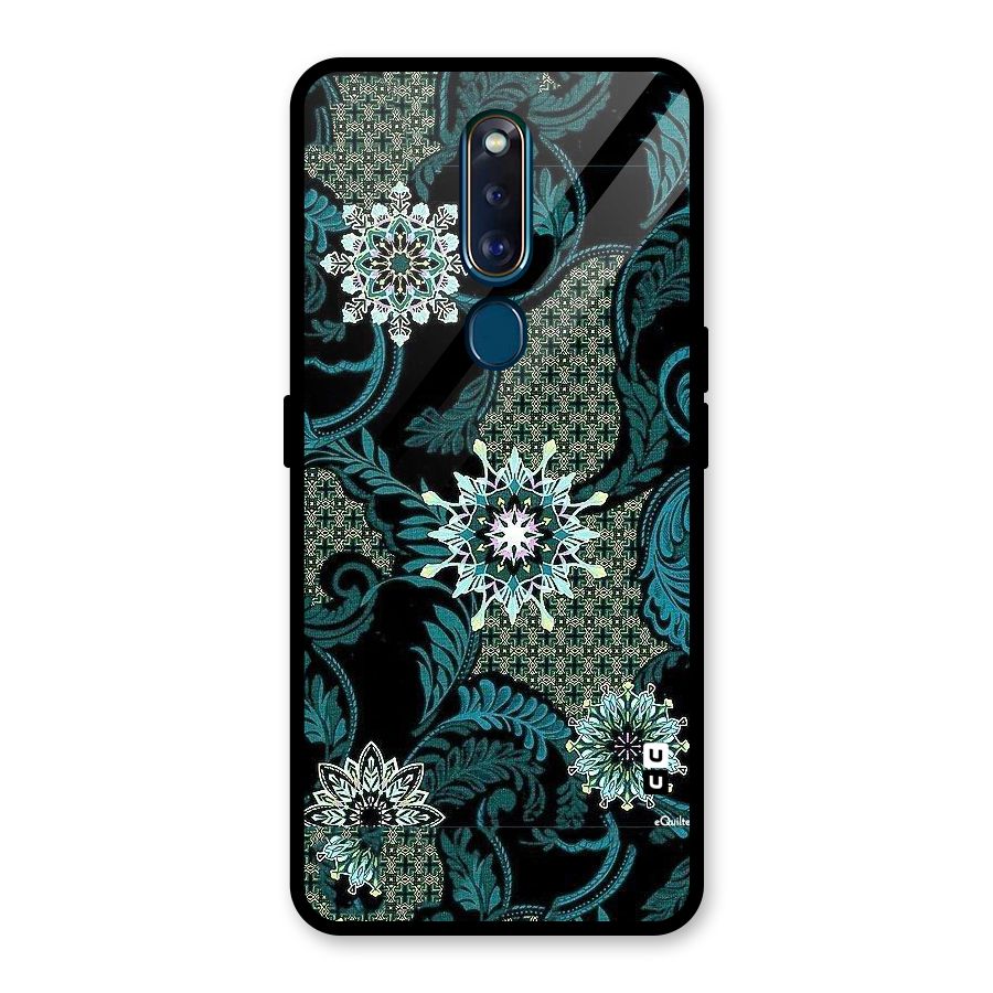 Bottle Green Floral Glass Back Case for Oppo F11 Pro