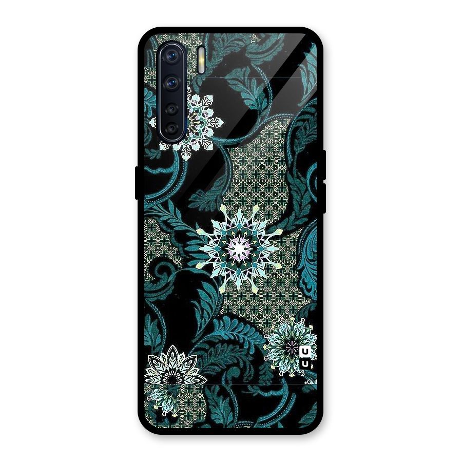 Bottle Green Floral Glass Back Case for Oppo F15