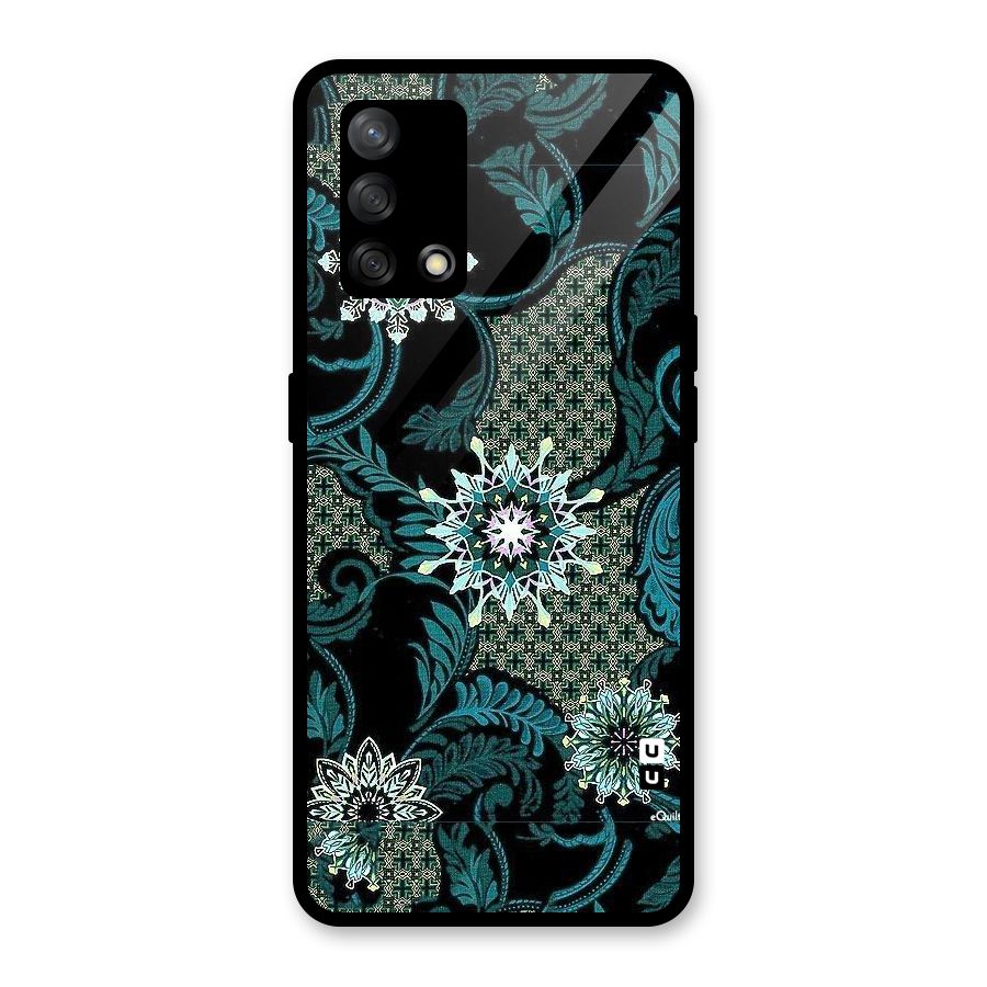 Bottle Green Floral Glass Back Case for Oppo F19