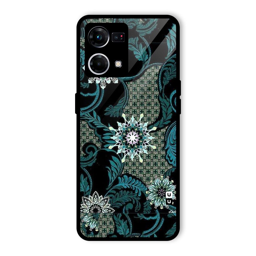 Bottle Green Floral Glass Back Case for Oppo F21s Pro 4G