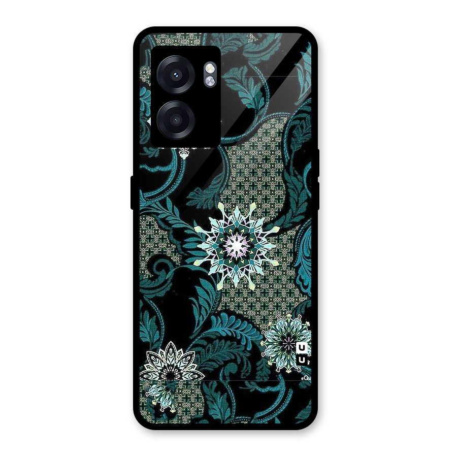 Bottle Green Floral Glass Back Case for Oppo K10 (5G)