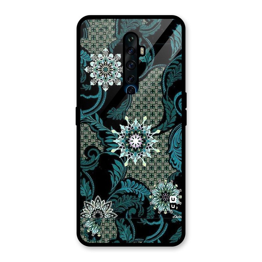 Bottle Green Floral Glass Back Case for Oppo Reno2 Z