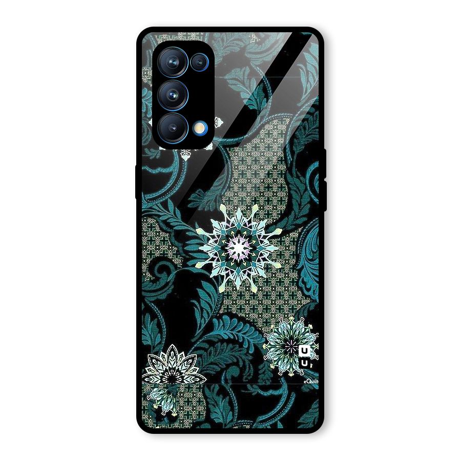 Bottle Green Floral Glass Back Case for Oppo Reno5 Pro 5G