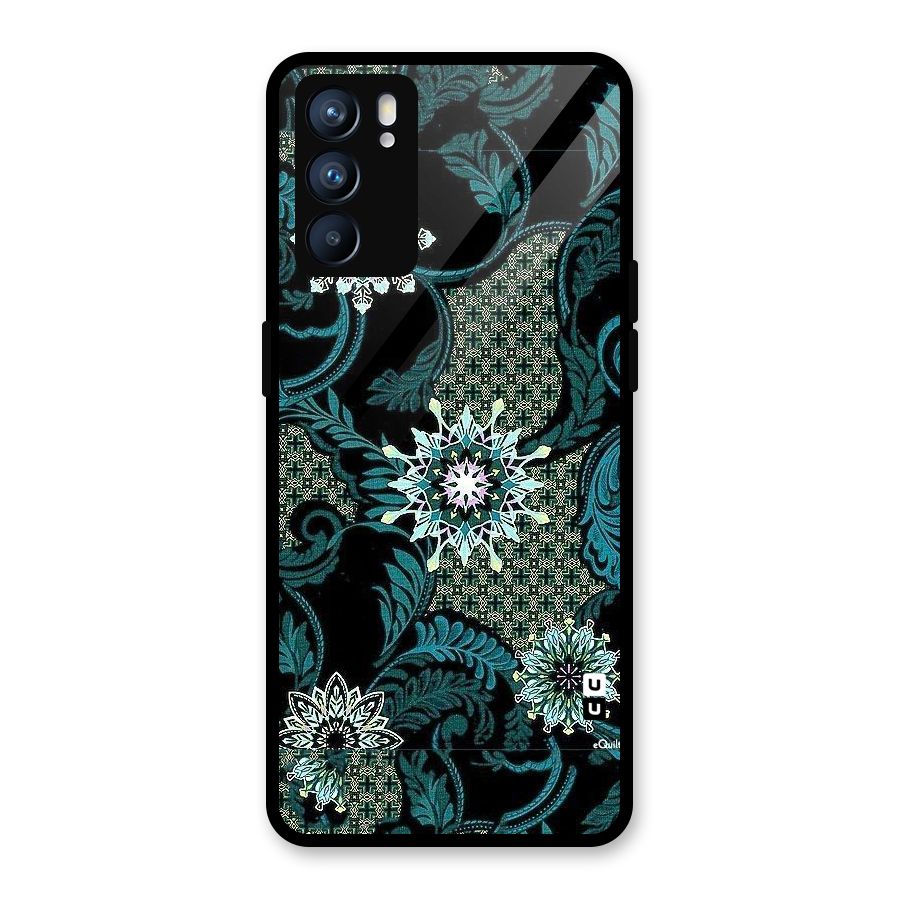 Bottle Green Floral Glass Back Case for Oppo Reno6 5G