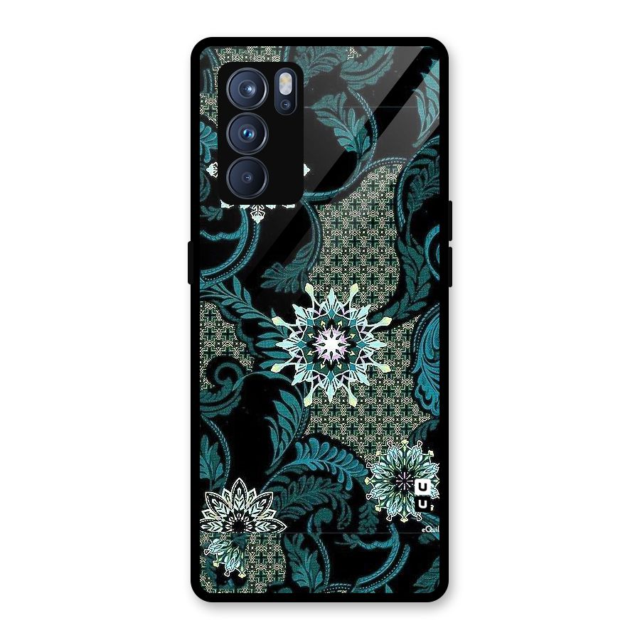Bottle Green Floral Glass Back Case for Oppo Reno6 Pro 5G