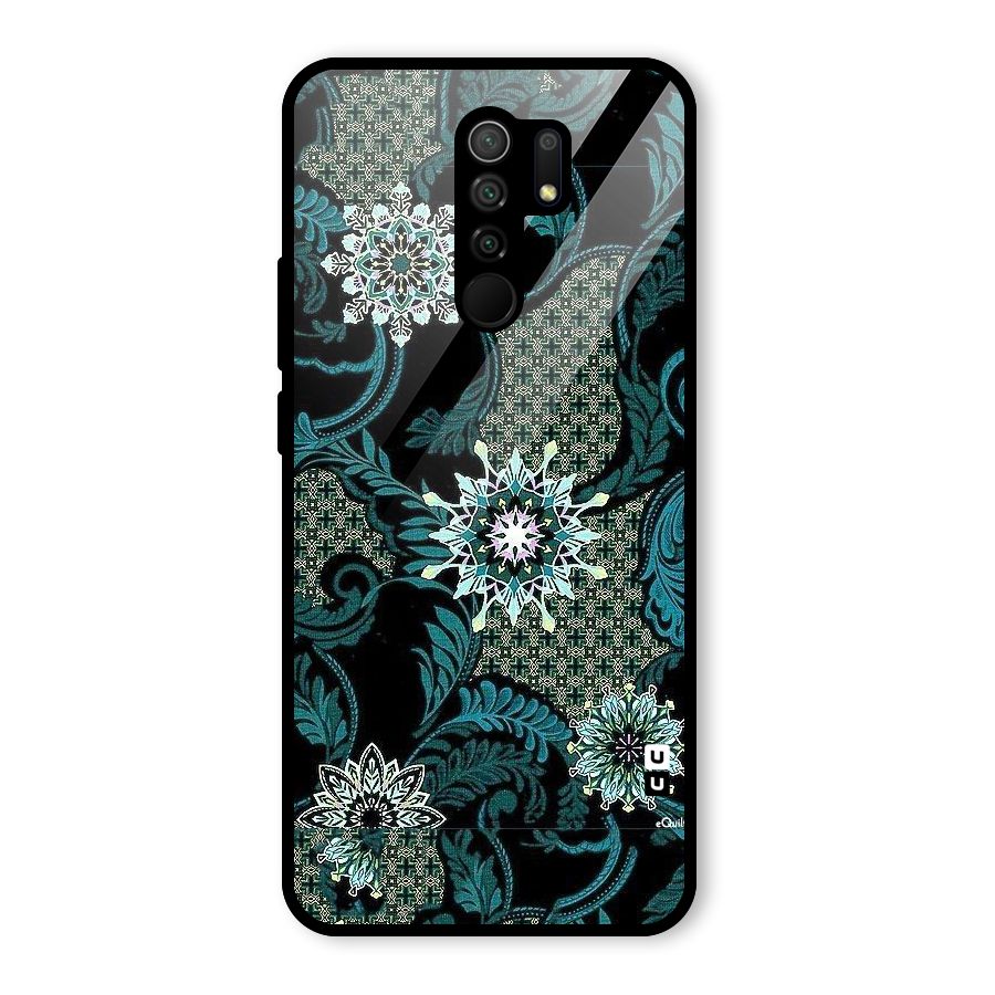 Bottle Green Floral Glass Back Case for Poco M2