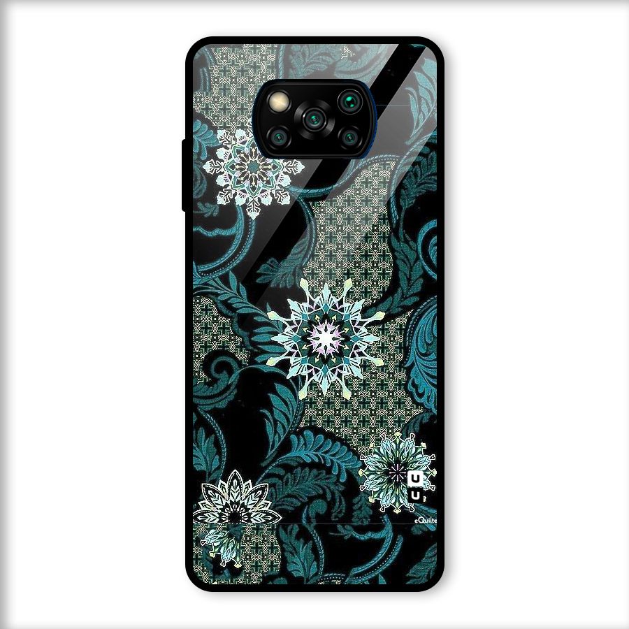 Bottle Green Floral Glass Back Case for Poco X3