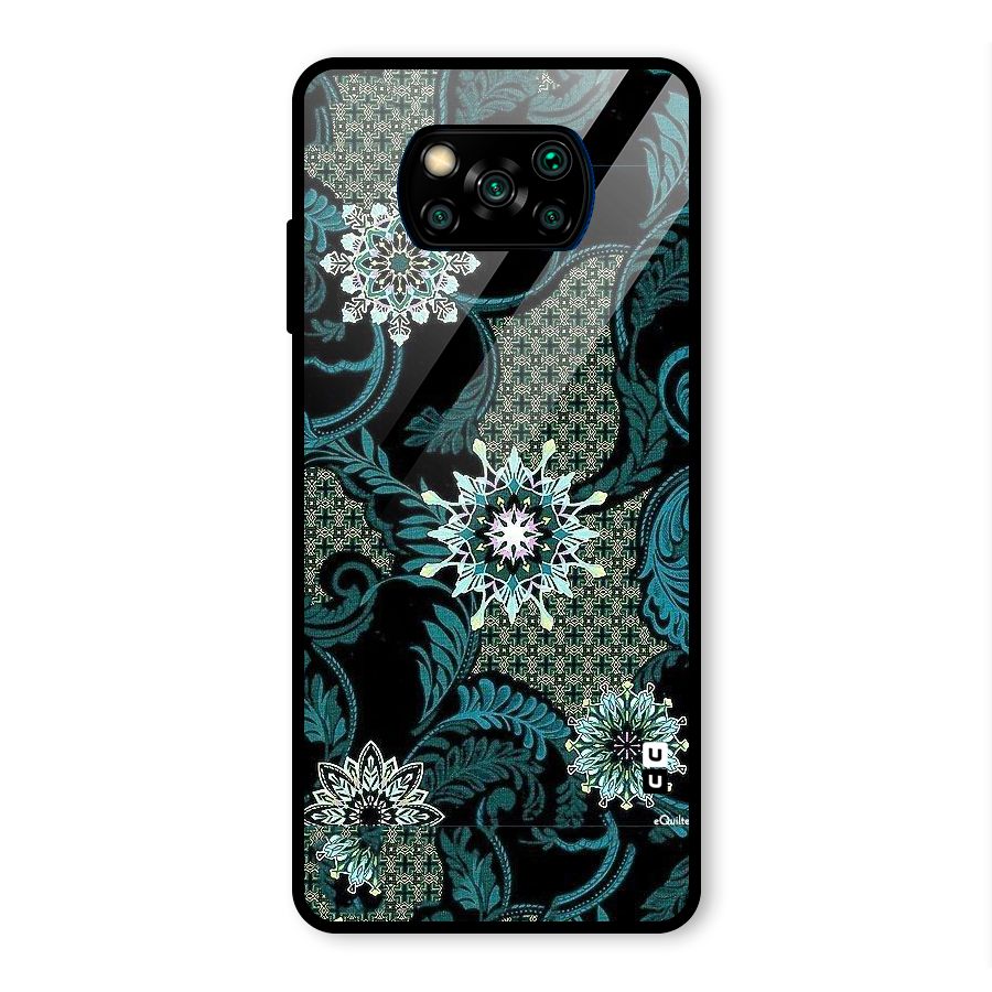 Bottle Green Floral Glass Back Case for Poco X3 Pro