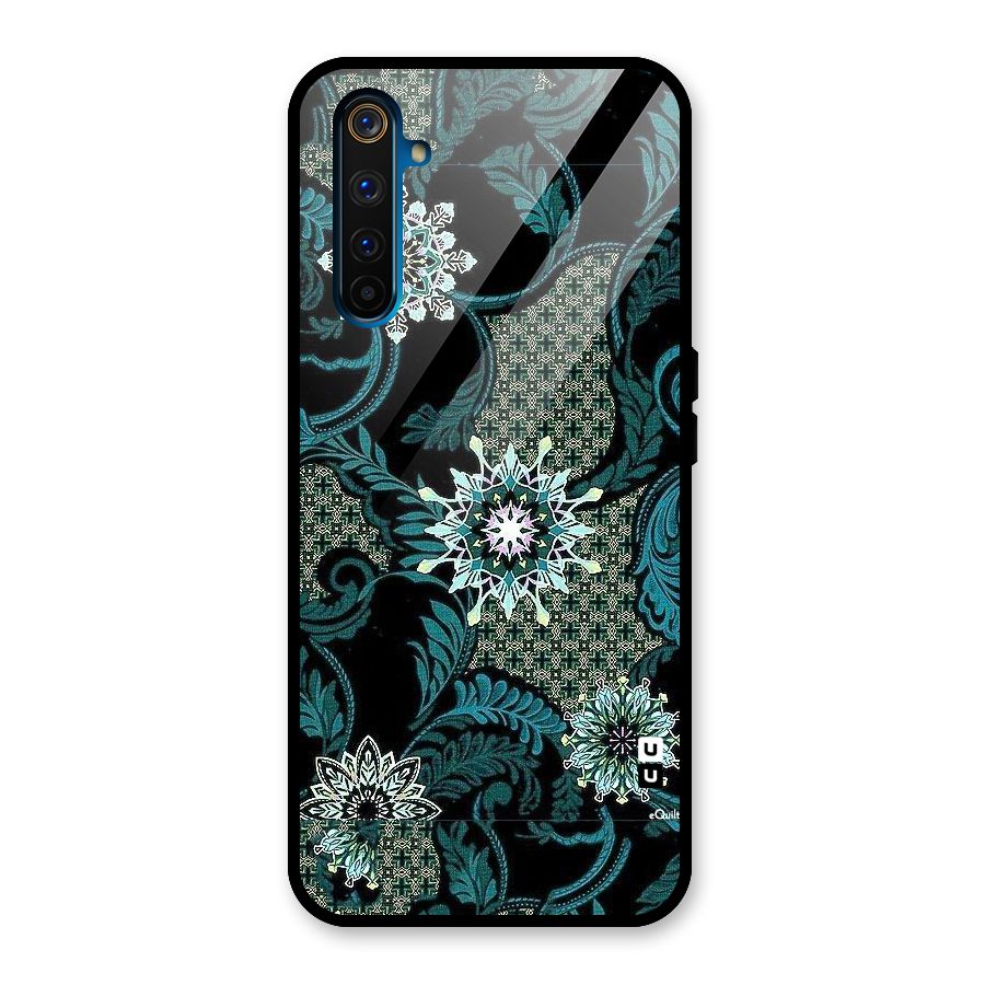Bottle Green Floral Glass Back Case for Realme 6 Pro
