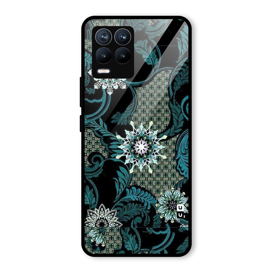 Bottle Green Floral Glass Back Case for Realme 8 Pro