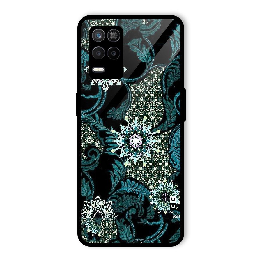 Bottle Green Floral Glass Back Case for Realme 9 5G