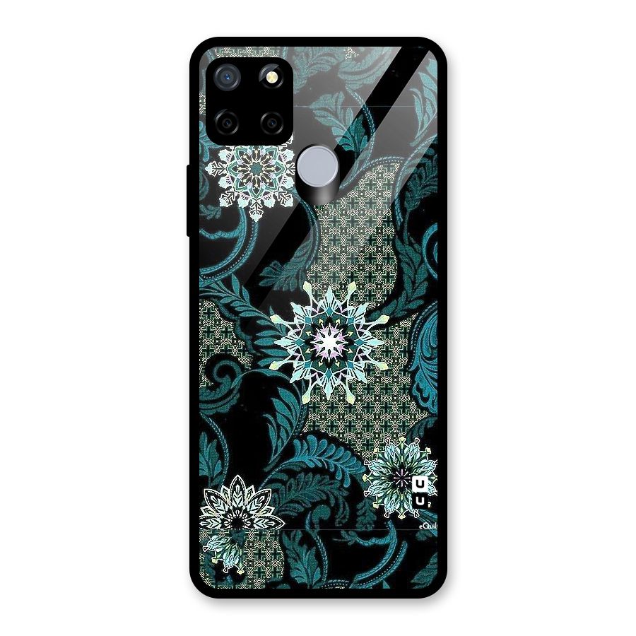 Bottle Green Floral Glass Back Case for Realme C12