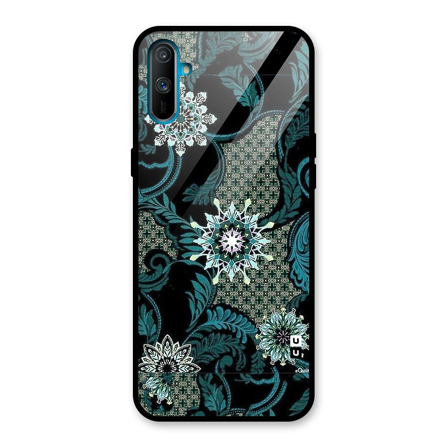 Bottle Green Floral Glass Back Case for Realme C3