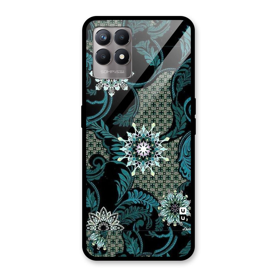 Bottle Green Floral Glass Back Case for Realme Narzo 50