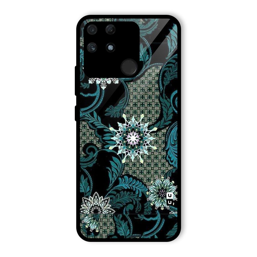 Bottle Green Floral Glass Back Case for Realme Narzo 50A