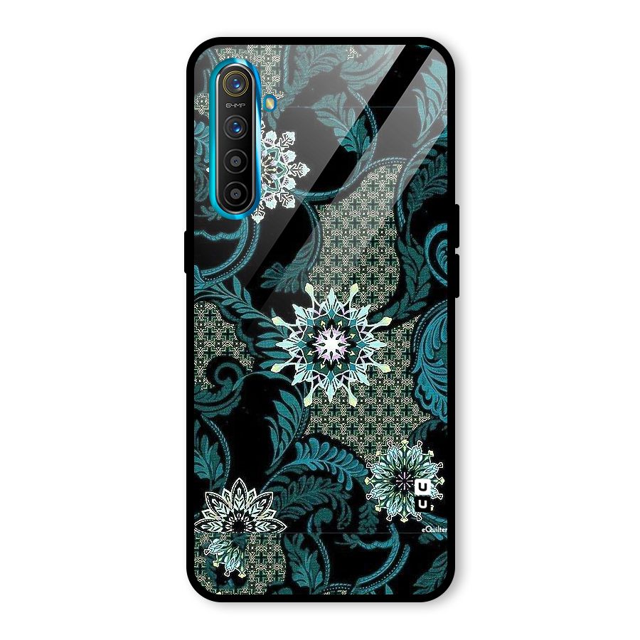 Bottle Green Floral Glass Back Case for Realme XT