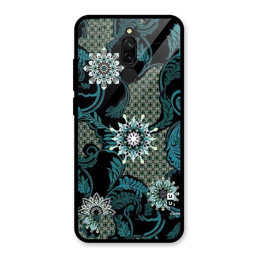 Bottle Green Floral Glass Back Case for Redmi 8