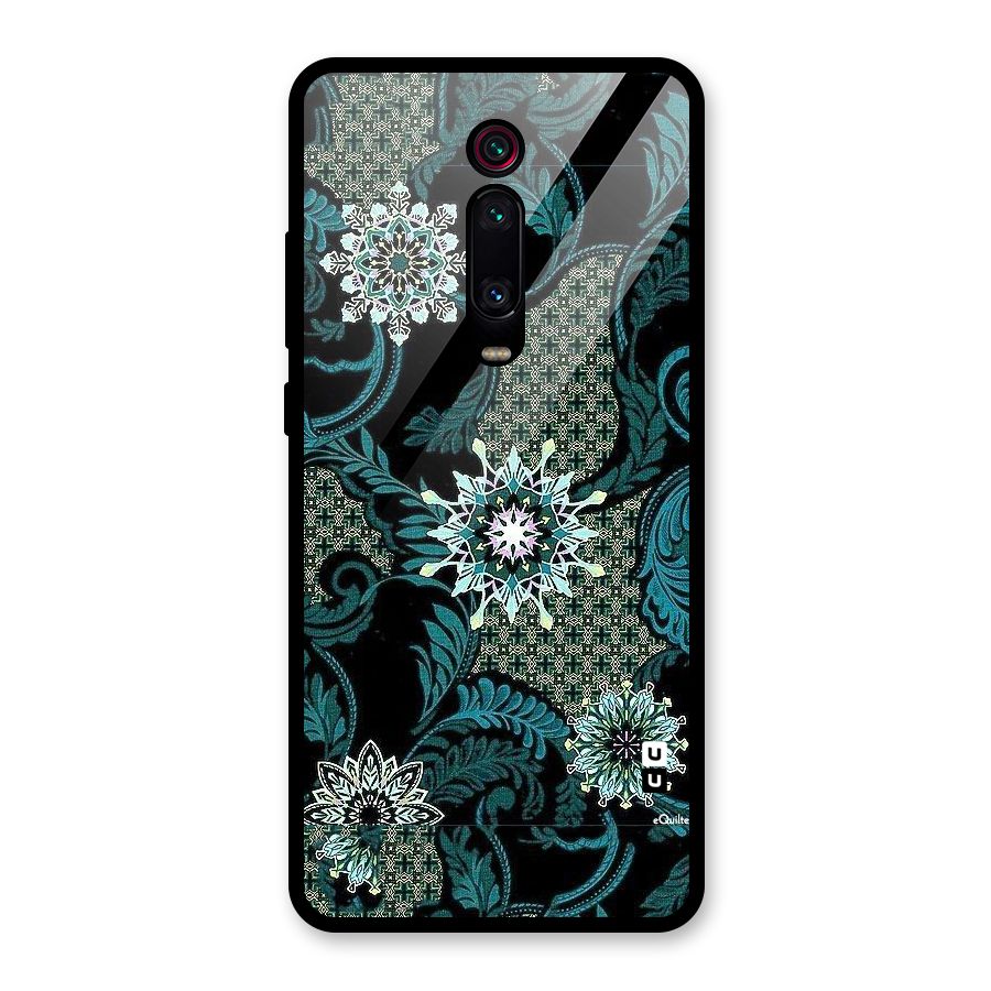 Bottle Green Floral Glass Back Case for Redmi K20