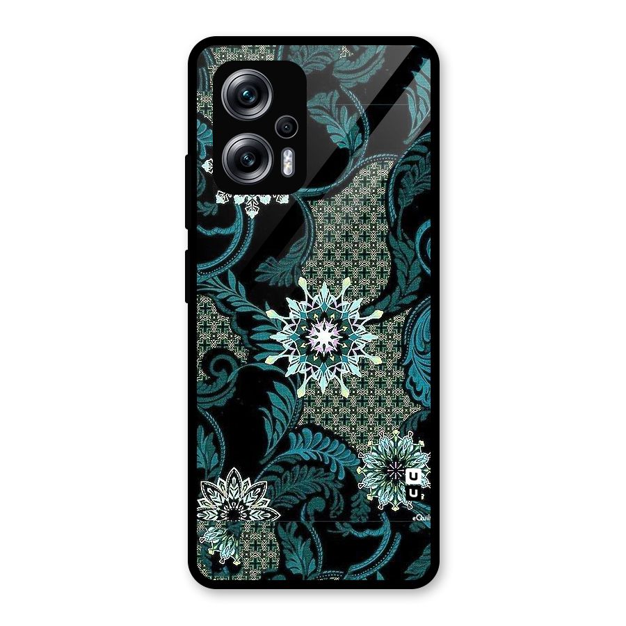Bottle Green Floral Glass Back Case for Redmi K50i