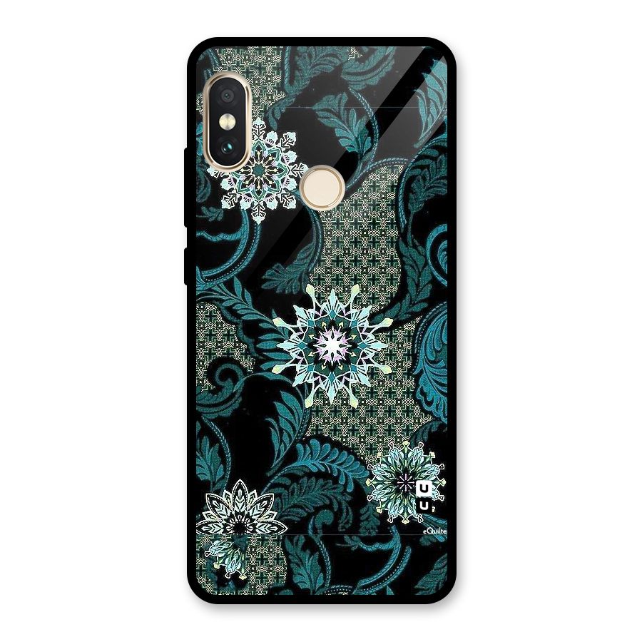 Bottle Green Floral Glass Back Case for Redmi Note 5 Pro