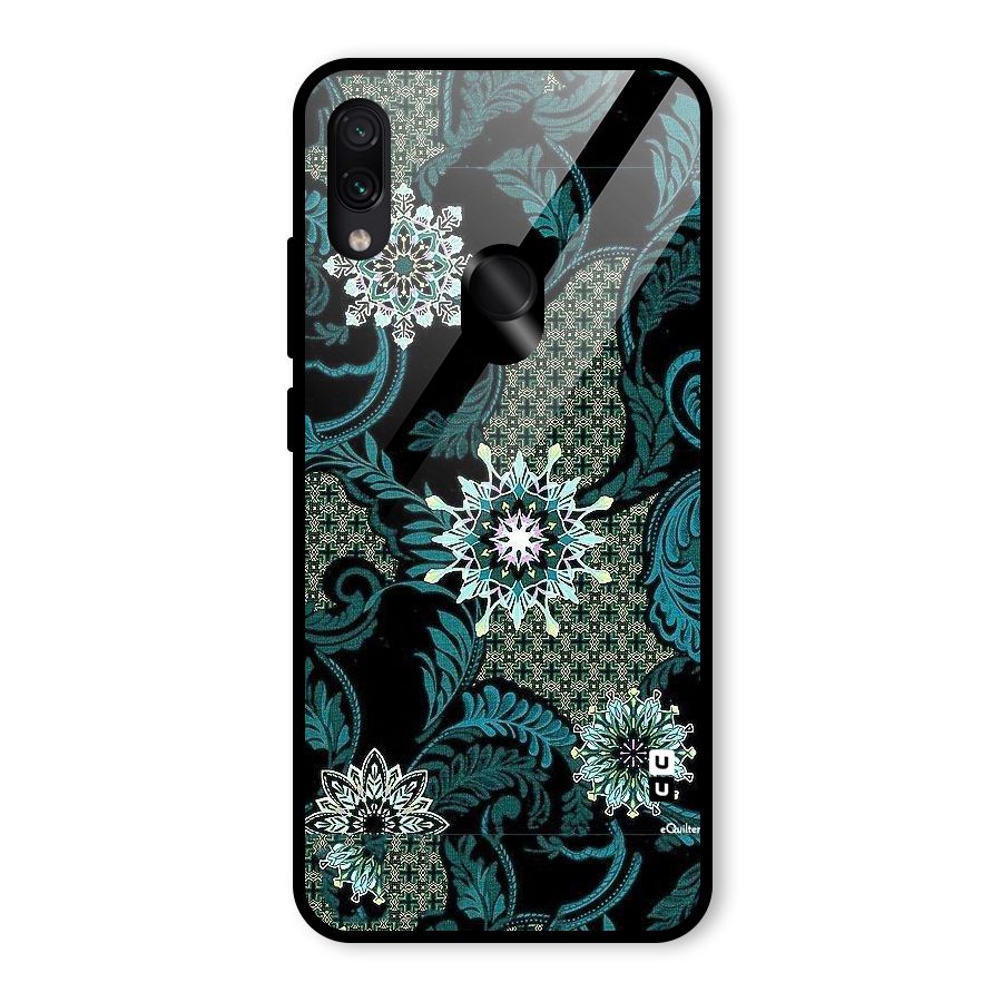 Bottle Green Floral Glass Back Case for Redmi Note 7S