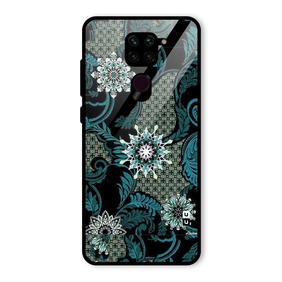 Bottle Green Floral Glass Back Case for Redmi Note 9
