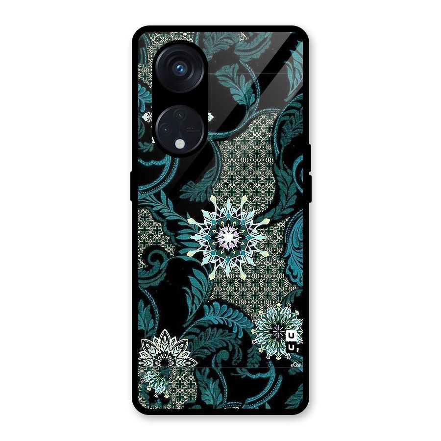 Bottle Green Floral Glass Back Case for Reno8 T 5G