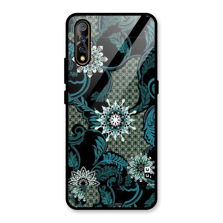 Bottle Green Floral Glass Back Case for Vivo S1