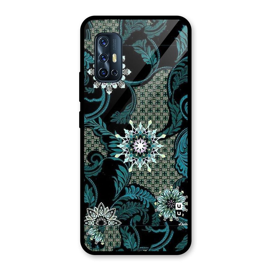 Bottle Green Floral Glass Back Case for Vivo V17