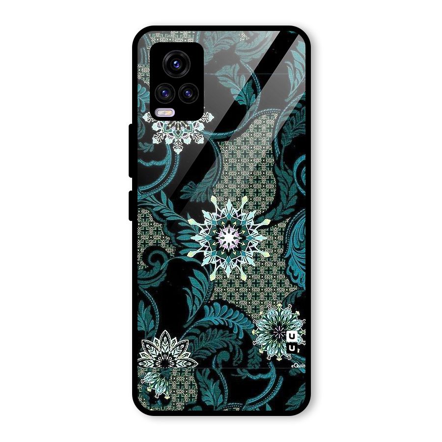 Bottle Green Floral Glass Back Case for Vivo V20