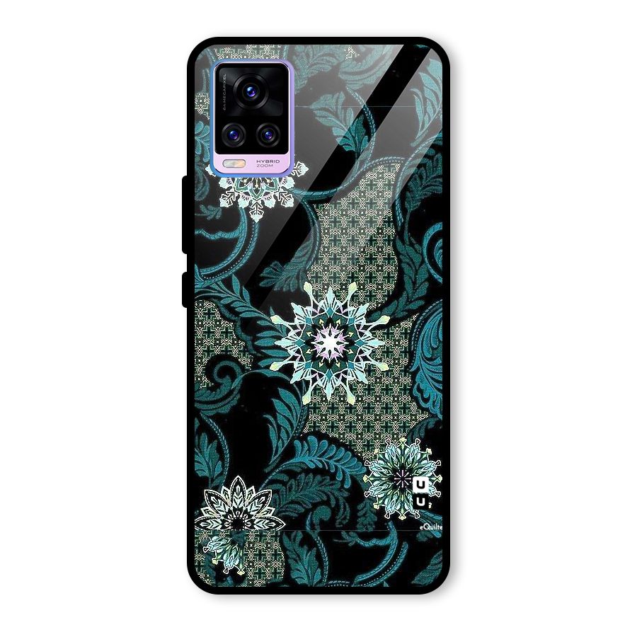 Bottle Green Floral Glass Back Case for Vivo V20 Pro