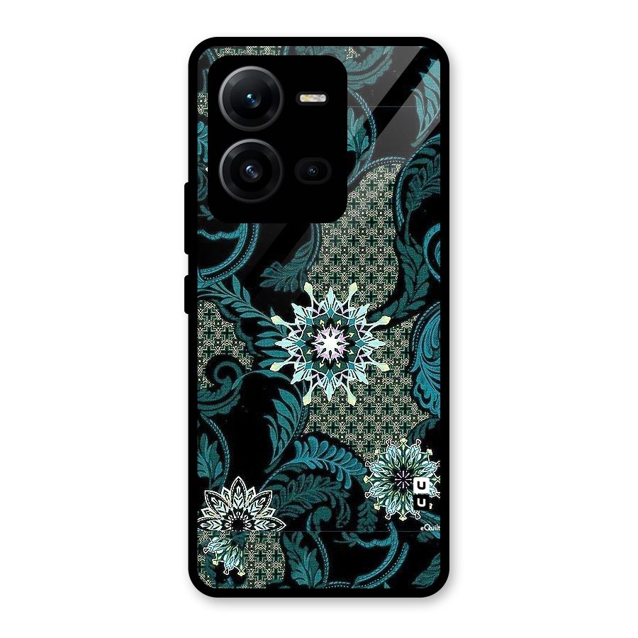 Bottle Green Floral Glass Back Case for Vivo V25